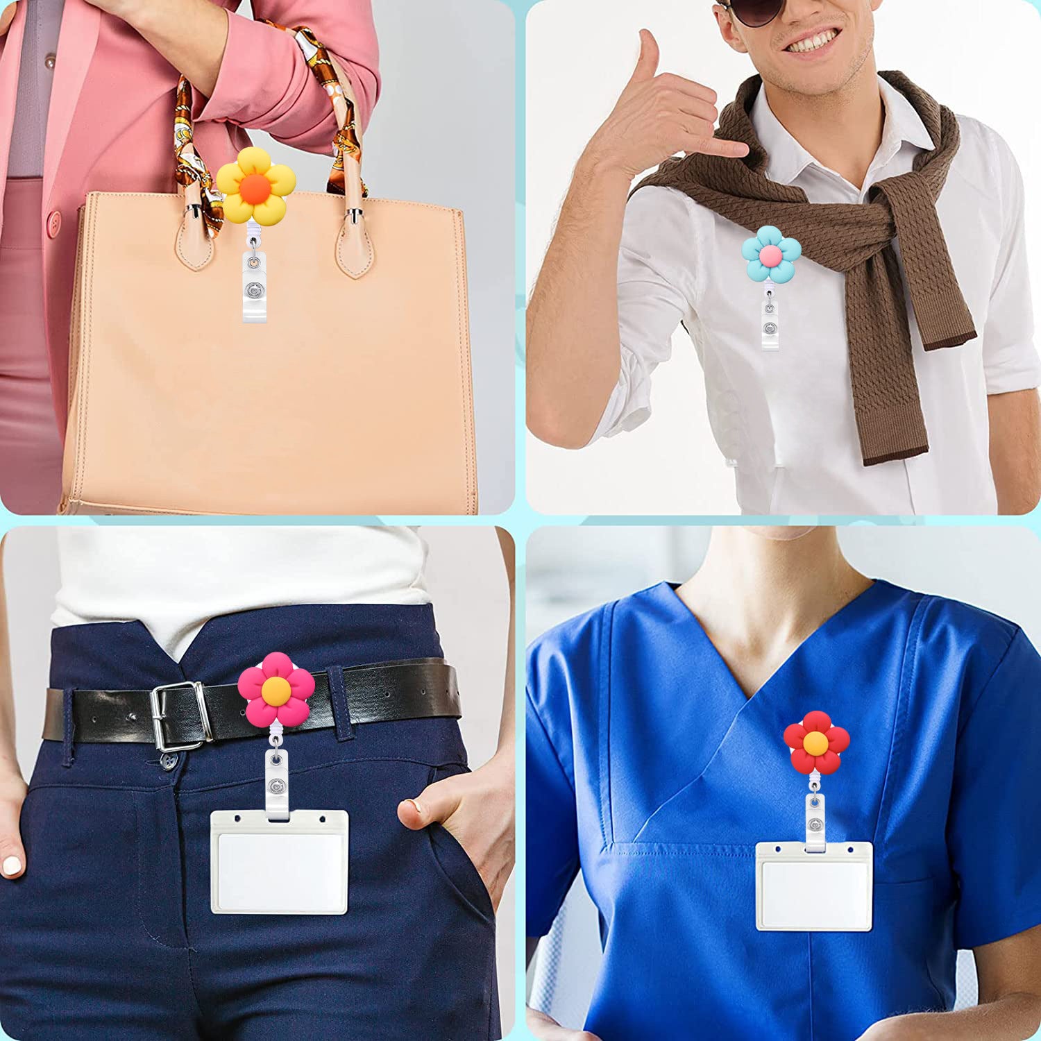 Wholesale Resin Colorful Flower Retractable Badge Scroll